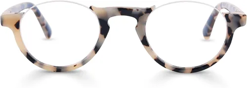 Vista 12 de eyebobs - Vicepresidente Gafas de lectura prémium para hombres y mujeres Marco de medio borde Frente azul con templo azul Demi