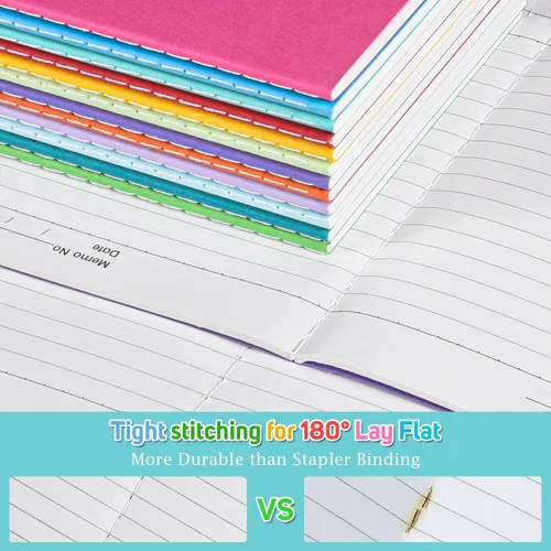 Vista 5 de Cuadernos de composición para la escuela, paquete de 36 diarios con 36 calcomanías motivacionales, 60 páginas con rayas universitarias