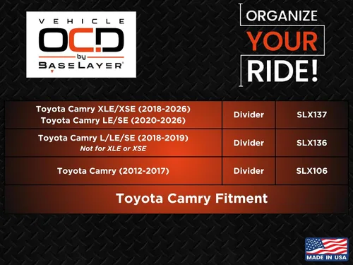 Vista 7 de Organizador de consola central OCD™ para Toyota Camry modelos 2012/2017. Fabricado en EE. UU.