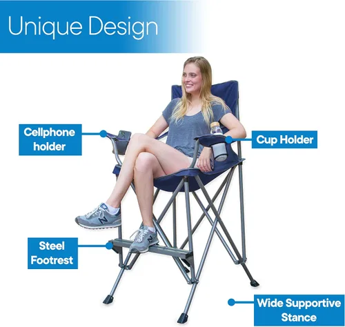 Vista 4 de RMS Silla plegable extra alta, silla de director de 31 pulgadas de altura del asiento para campamento, patio en casa y deportes, portátil y plegable