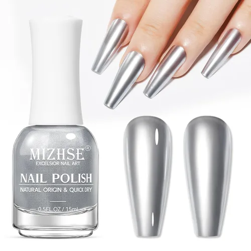 Vista 9 de MIZHSE Translucent Shimmering Nail Polish, Quick Dry Clear Glitter White brillo claro