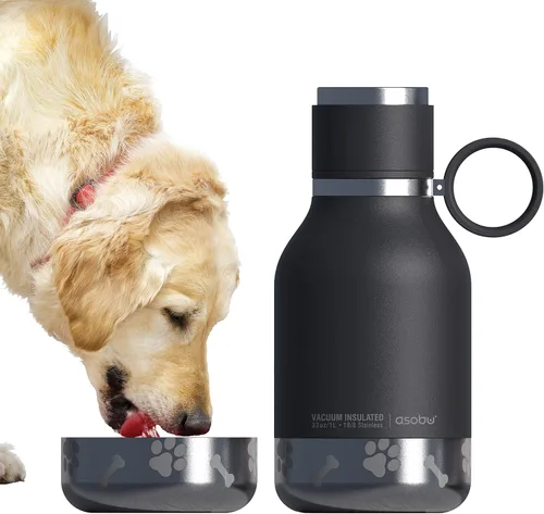 Vista 8 de Asobu - Recipiente para perros unido a una botella de viaje aislante de acero inoxidable para humanos de 37oz/1.1 litros con recipiente para perros
