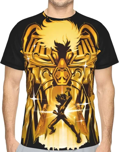 Vista 4 de Saint Anime Seiya - Camiseta de manga corta para hombre, suave, casual, unisex, cuello redondo, camiseta de entrenamiento