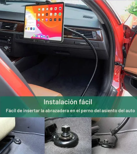 Vista 2 de Soporte para tablet de asiento de automóvil para tablet y teléfono de 4 a 13 pulgadas, resistente soporte de brazo de cuello de cisne de 19.7