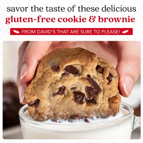 Vista 6 de Galletas de chocolate con chispas sin gluten y brownies de DAVID'S COOKIES - Postres de panadería gourmet ideales para un delicioso regalo de comida