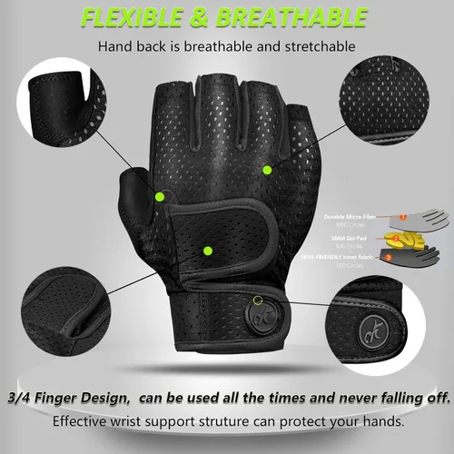 Vista 3 de MOREOK Guantes de entrenamiento acolchados para levantamiento de pesas para hombres y mujeres, gel de 0.197 in guantes de gimnasio con agarre sin