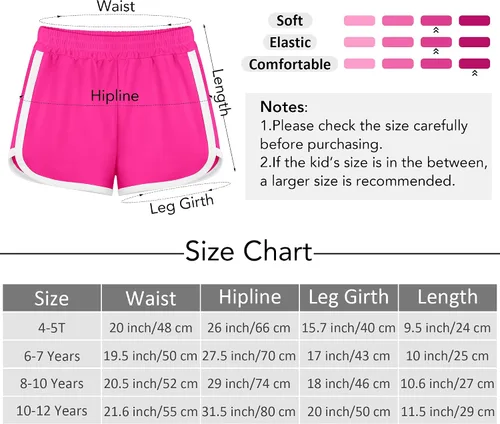 Vista 2 de Resinta Paquete de 4 pantalones cortos de correr para niñas, pantalones cortos deportivos de verano para niños, de secado rápido, pantalones cortos