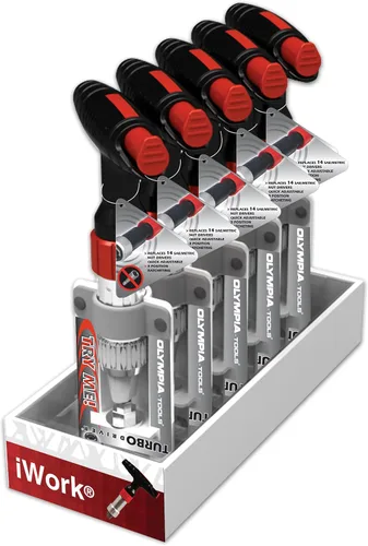 Vista 6 de Olympia Tools Turbo Driver 76-408 - Llave universal con mango en T y destornillador, 14 en 1