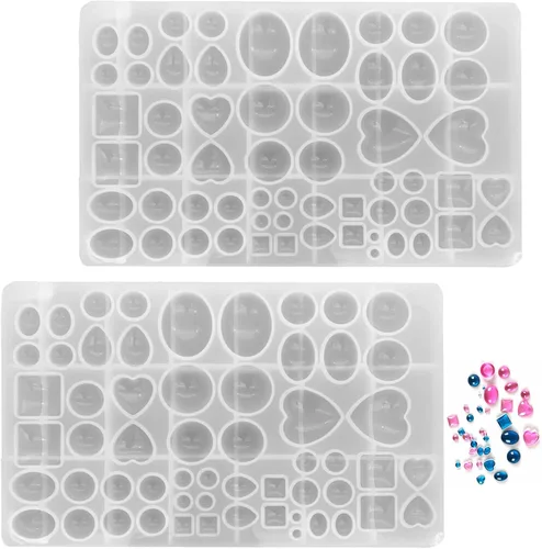 Vista 10 de Molde de silicona con piedras preciosas facetadas, 2 unidades para hacer joyas Molde de fundición de joyería de gemas,moldes de fundición