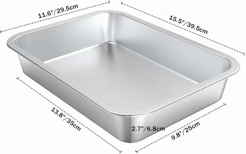 Vista 2 de onlyfire - Bandeja de horno profunda de acero inoxidable, 15.5 x 11.6 x 2.7 pulgadas