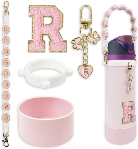 Vista 15 de SITKOL Juego de Monogramas Bonitos de Silicona Compatible con Botella de Agua Owala 24 oz, 32 oz, 40 oz - Accesorios Perfectos con la Letra Owala
