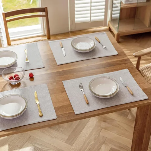 Vista 188 de Demetex - Juego de 4 manteles individuales de mesa de estilo rústico, resistentes al calor, de lino, lavables, de tela, manteles individuales