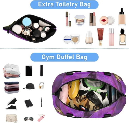 Vista 4 de Monarch Butterfly Flower Bolsa de viaje deportiva para hombres y mujeres, bolsa de gimnasio con compartimento para zapatos y correa para el hombro