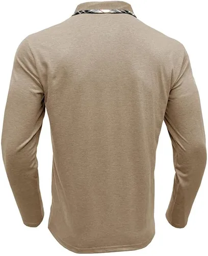 Vista 4 de Aulemen - Camisas polo de manga larga para hombre casuales con botones, absorbentes de humedad, de algodón, elegantes, camisetas para golf