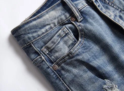 Vista 9 de XIMXIMMTIAN Jeans rectos para hombre, estilo motociclista, desgastados, desgastados, desgastados, rectos