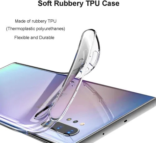 Vista 5 de Unov Funda para Galaxy Note 10 Plus Note 10 Plus 5G, transparente, con diseño, TPU suave, absorción de golpes, patrón delgado en relieve protector