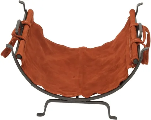 Vista 2 de Uniflame Olde World - Soporte para leña de hierro con portador de cuero de gamuza