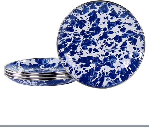 Vista 11 de Golden Rabbit Enamelware - Platos para aperitivos, 6 pulgadas, remolino negro, juego de 4 Juego de 4 platos, 6 pulgadas