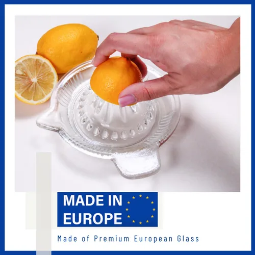 Vista 2 de Exprimidor de limón de vidrio, naranja, exprimidor manual de pomelo, exprimidor de cítricos pequeños, extractor manual de mano con mango y boquilla
