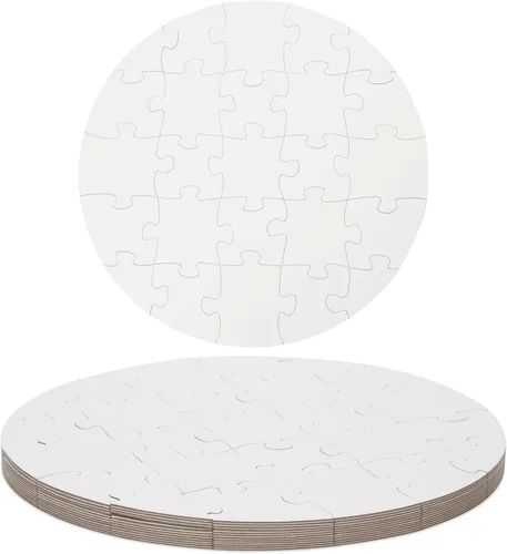 Vista 4 de Bright Creations Rompecabezas redondos en blanco, paquete de 12, 12.5 pulgadas, blanco, rompecabezas de círculo en blanco y manualidades de bricolaje