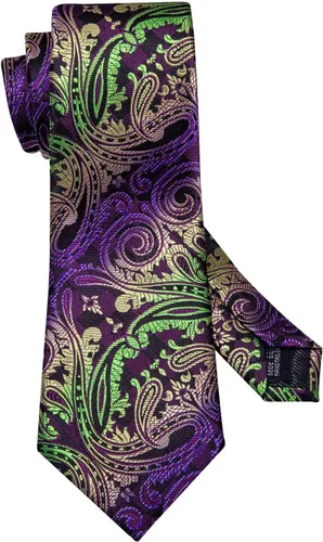 Vista 218 de Barry.Wang - Juego de corbata de seda para hombre, diseño de cachemira, pañuelo y gemelos de bolsillo