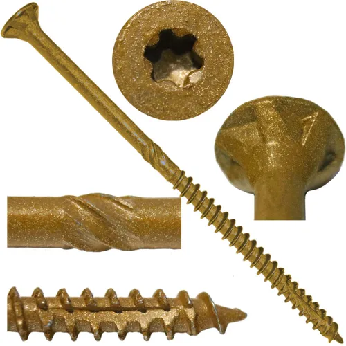 Vista 12 de Tornillo Torx/Star de madera de estrella dorada extra largo de 14 x 5 pulgadas (1 libra – 30 aprox. de tornillo) – Tornillos de madera multiusos
