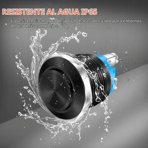 Vista 5 de DaierTek Interruptor de botón de bocina momentánea de 12 V y 0.748 in, interruptor de encendido de arranque redondo impermeable de metal negro