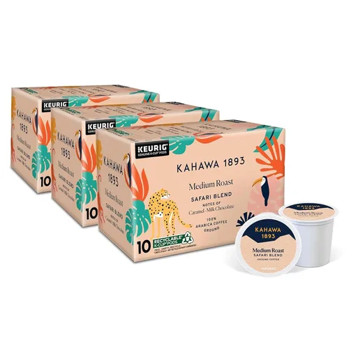 Vista 10 de Kahawa 1893 Café de Tostado Medio K-Cup Pods Mezcla Safari (20 Unidades) - Visto en Shark Tank, Alto en Antioxidantes, Naturalmente Dulce