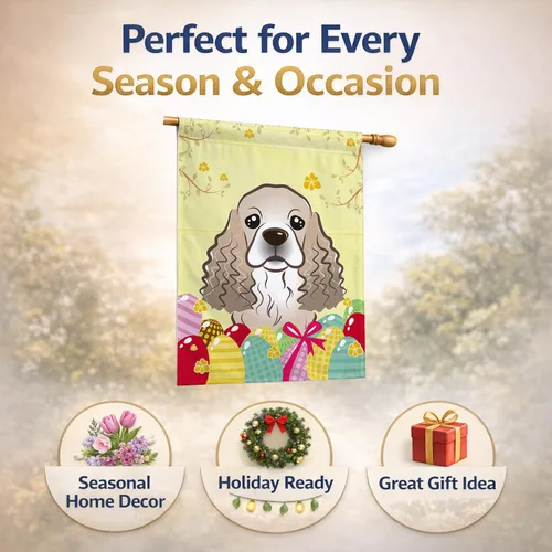 Vista 550 de Caroline's Treasures BB1923GF Bandera decorativa para jardín con diseño de Border Collie, para caza de huevos de Pascua, para jardín, jardín, patio