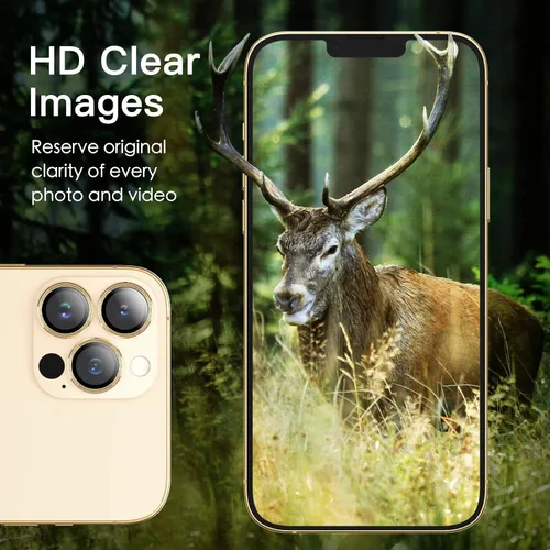 Vista 4 de JETech - Protector de lente de cámara para iPhone 13 Pro Max/13 Pro, dorado, 1 juego Vidrio templado 9H, cubierta de anillo individual de metal