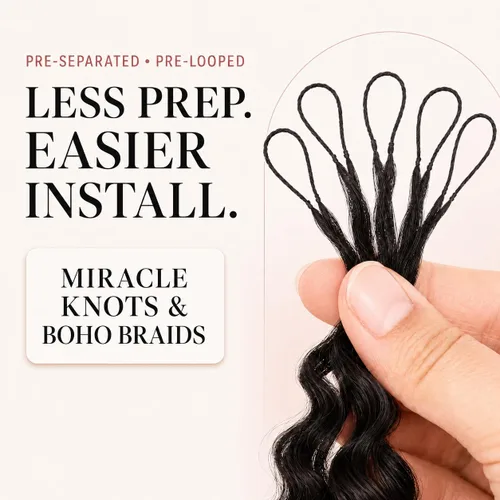 Vista 11 de Human Braiding Hair for Boho Braids 20inch Curly Wave Bulk Bundles 1B (A)1B