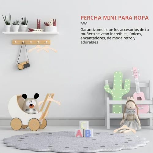 Vista 4 de Toddmomy 20 perchas de madera para muñecas, mini perchas para muñecas para accesorios en miniatura (4.7 in)