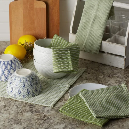 Vista 4 de DII Everyday Kitchen Collection - Juego de paños de cocina surtidos, 12 x 12, verde antiguo, 5