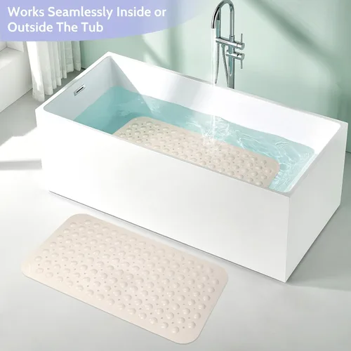 Vista 3 de Tapetes de ducha antideslizantes para ducha interior, de 15 x 27.5 pulgadas, tapete de bañera de elastómero termoplástico antideslizante para bañera