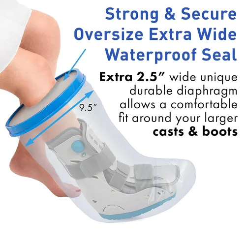 Vista 3 de TKWC INC Funda impermeable para piernas para ducha - Protector de pies hermético (Extra Ancho XL)