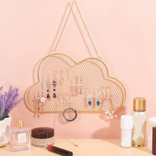 Vista 2 de PH PandaHall Organizador de joyas de pared, soporte para aretes colgantes, soporte de exhibición de collar y pulsera con 10 ganchos, organizador