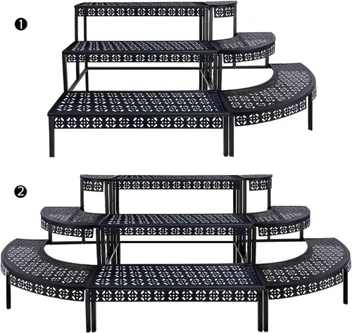 Vista 8 de aboxoo Soporte para Plantas de 3 Niveles Estante para Macetas de Flores, Estante Esquinero Estilo Escalón de Metal para Jardineras, Soporte