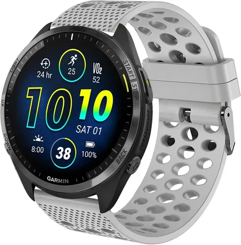 Vista 6 de Lamshaw Compatible con Garmin Forerunner 965 Bandas, correa deportiva de repuesto de silicona con hebilla de metal compatible con Garmin Forerunner