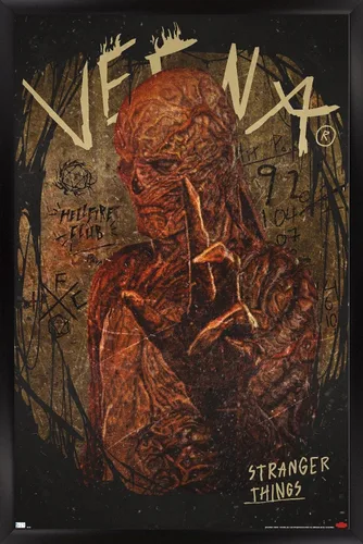 Vista 8 de Trends International Netflix Stranger Things: Season 4 - Póster de pared de Vecna, 14.725 x 22.375 pulgadas, versión enmarcada de madera de granero