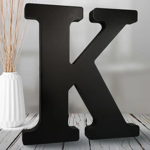 Vista 14 de AOCEAN Letras de madera negra de 8 pulgadas, letras de madera sin terminar para decoración de Halloween, letras decorativas de pie, decoración