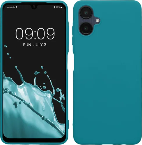 Vista 262 de kwmobile Funda compatible con Samsung Galaxy A12 - Funda protectora de silicona TPU suave y delgada - Azul Báltico