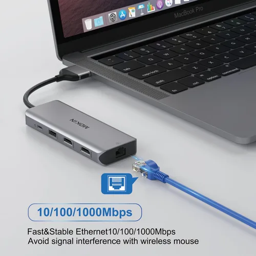 Vista 7 de MacBook Pro - Estación de acoplamiento para MacBook Pro, adaptador HDMI para MacBook Pro, adaptadores USB C 9 en 1 para MacBook Pro Air Mac HDMI