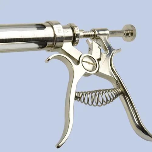 Vista 7 de 30ML/50ML Inyector de jeringa de ganado de acero inoxidable ajustable continuo Veterinario Pistola de inyección automática de vacuna para ganado