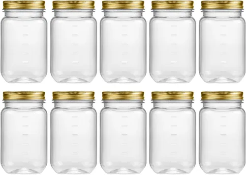 Vista 9 de Novelinks - Recipientes de plástico transparente (16 onzas) 5 Pack, Black, Plastic Containers with Lids, Decorative Jars, Storage Jars, Candy