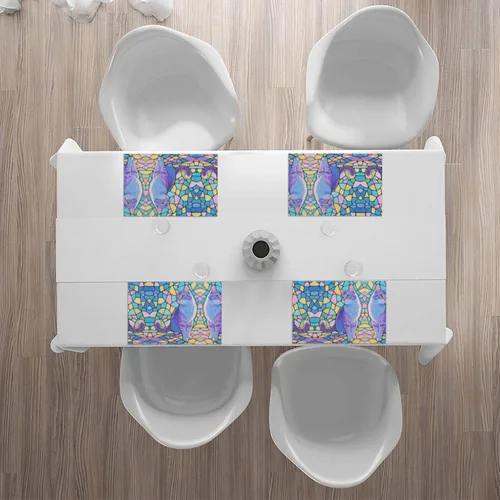 Vista 6 de Rectangular Placemats Set of 4, Heat Resistant Cat Printed Kitchen Dining Table Mats