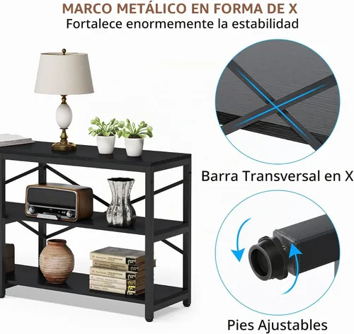 Vista 7 de Tribesigns Mesa Consola Extra Larga de 70.9 Pulgadas, Mesa de Sofá Moderna Detrás del Sofá con Estantes de Almacenamiento, Mesa Industrial de 3