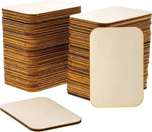 Vista 11 de Paquete de 60 cuadrados de madera de 2 x 2 para manualidades, recortes de madera sin terminar de 0.098 in con esquinas redondeadas