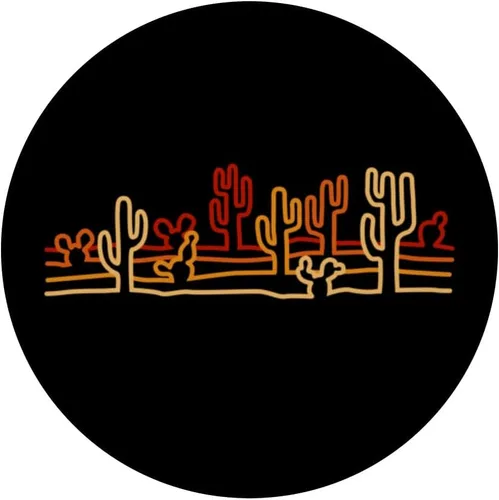 Vista 3 de Desert Cactus Minimalista Retro Línea Naranja Arte Salvaje Oeste PopSockets Estándar PopGrip