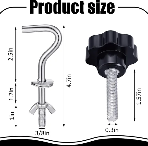 Vista 2 de Therwen Kit de 8 piezas de accesorios para hamaca de alta resistencia, gancho de rosca de repuesto, perilla de mano para columpio, patio, base