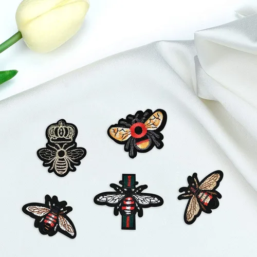 Vista 7 de 24 piezas de insectos para planchar en parches bordados de abeja para bolsas de ropa K27